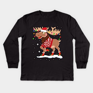 Ugly Christmas Sweater Moose Kids Long Sleeve T-Shirt